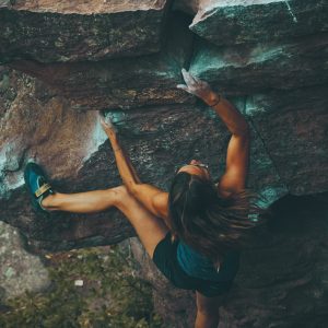 Free climbing rock climber