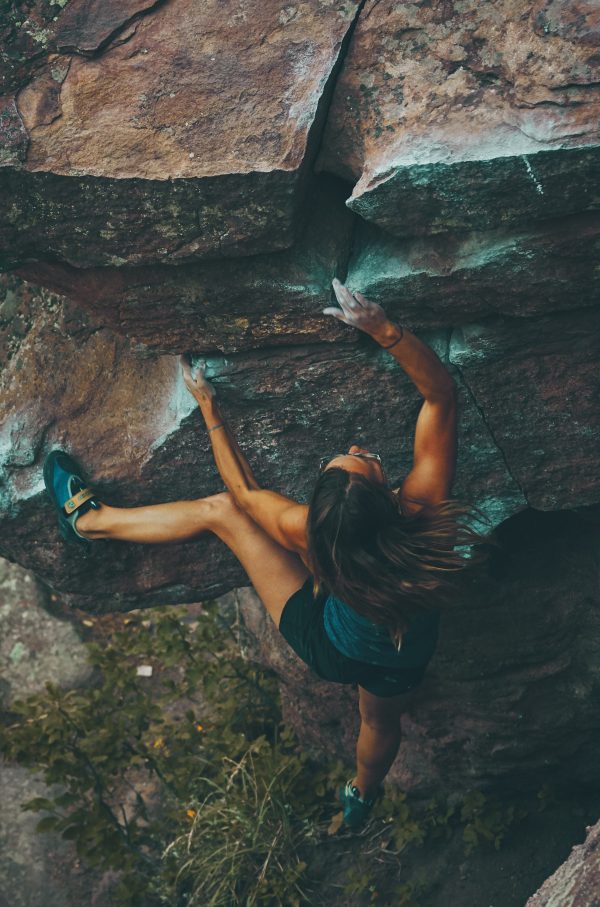 Free climbing rock climber